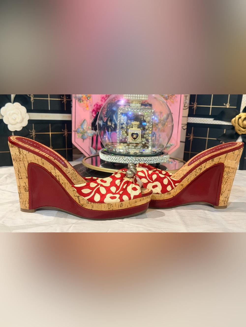 EUC🌺❤️Marc Jacobs 
Red and Cream Cork Platform Slide Mules. - Picture 3 of 9
